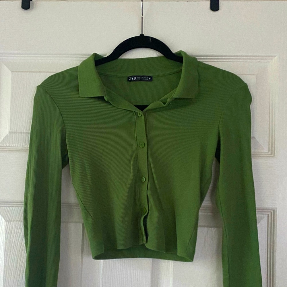 ZARA form-fitting ribbed collar polo - Picture 1 of 6